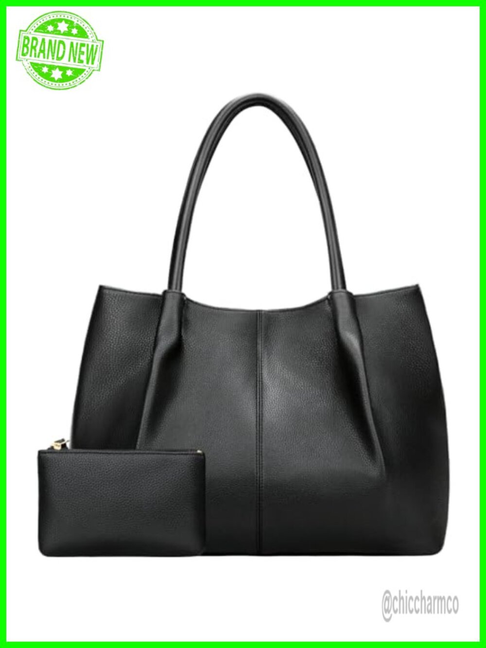 Vegan Leather Tote Bag Large Capacity Travel Shoulder Purse for Women